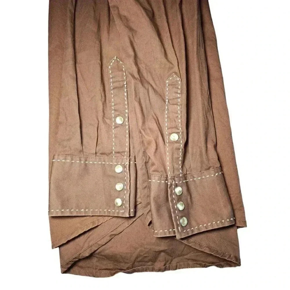 Wrangler Pearl Snap Brown White Stitch Mens 2XL Floral Embroidered - Picture 10 of 11